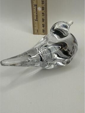 Daum France Crystal Bird Figurine Signed Clear Art Glass Dove Sculpture